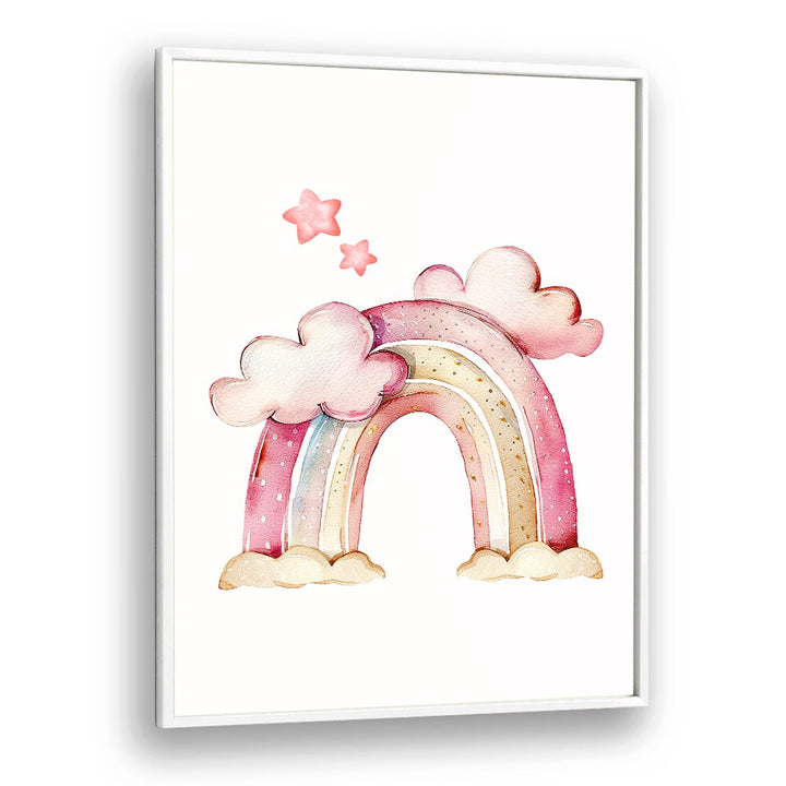 STARRY PINK, KIDS ROOM PAINTINGS feature a whimsical rainbow and stars, perfect for a child's dreamy bedroom.