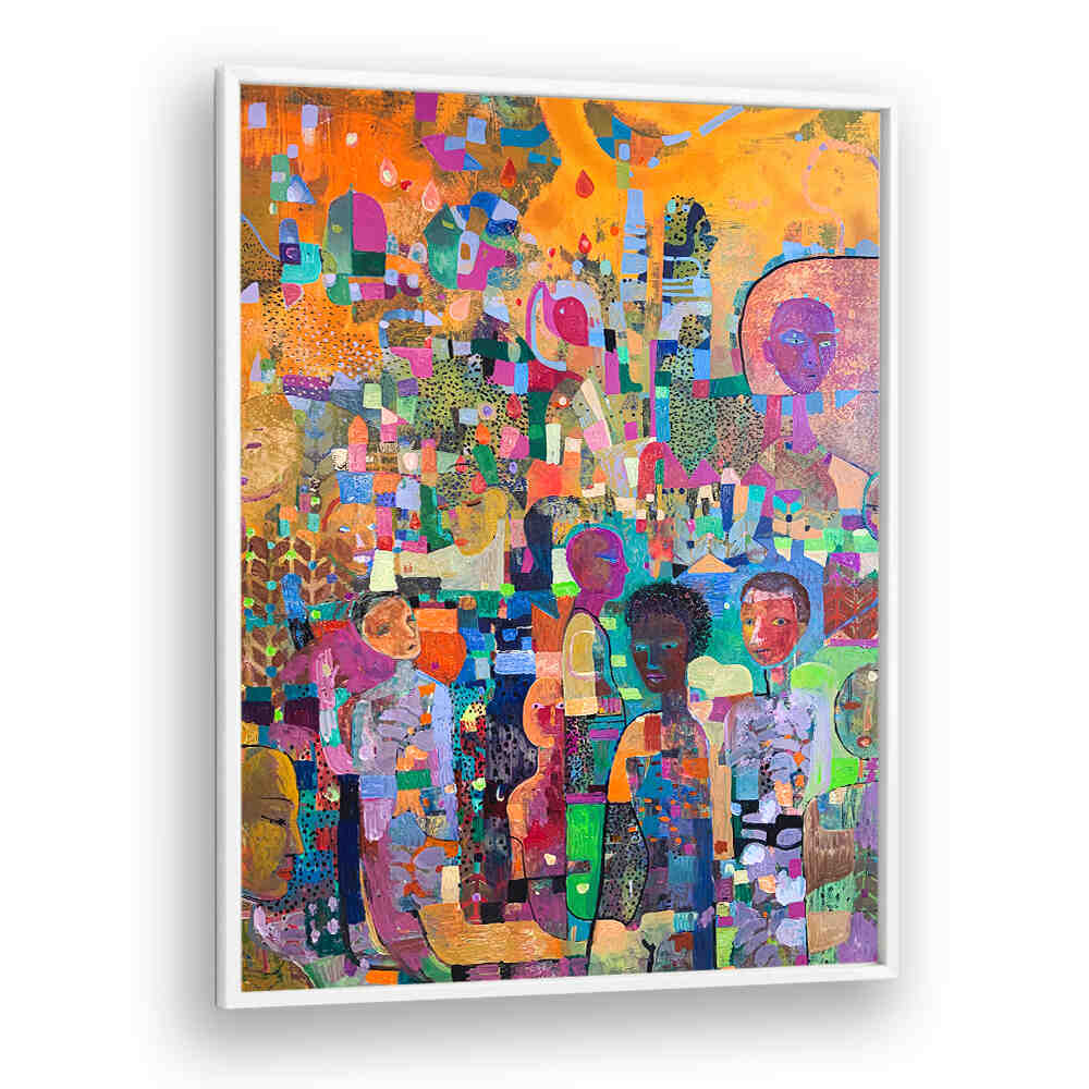 TAKE A KNEE , ABSTRACT PAINTINGS — vibrant layered abstract with gestural brushwork and figurative forms.