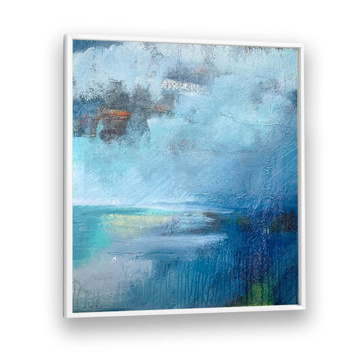 Serene TRANQUIL SEASCAPE PAINTING showcases calm waters in abstract style, perfect for enhancing any space.
