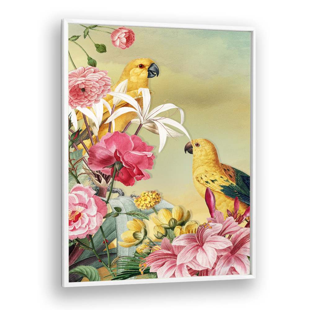 TROPICAL PARROTS AND FLOWERS