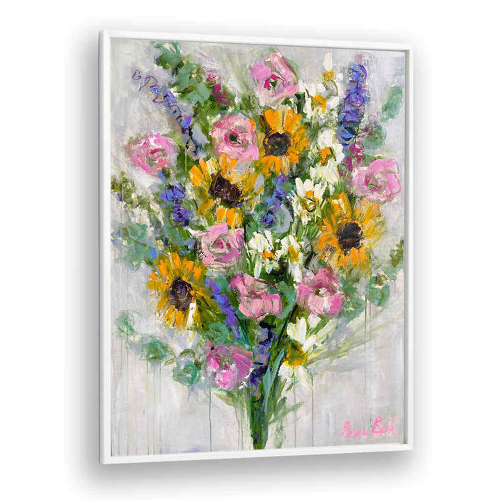 Bright and colorful, the VIBRANT SUNFLOWERS BOUQUET, FLORAL FLOWER PAINTINGS brings nature's beauty to your space.