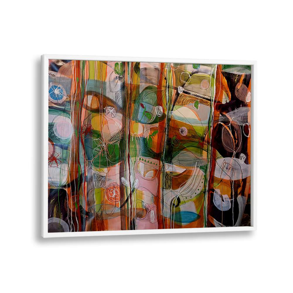 VIBRANT WHIMSY, ABSTRACT PAINTINGS showcase a colorful blend of modern art, perfect for enhancing home decor.