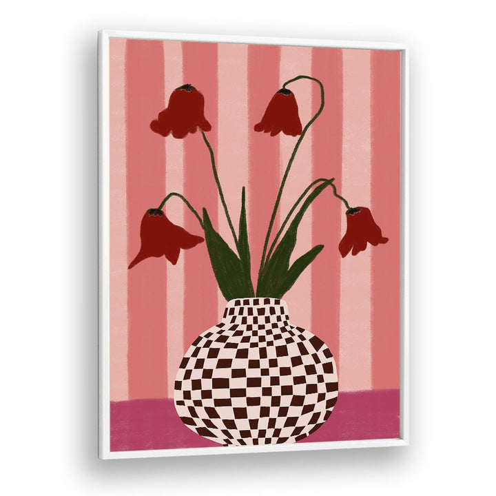 WHIMSICAL FLOWERS CHECKERED VASE