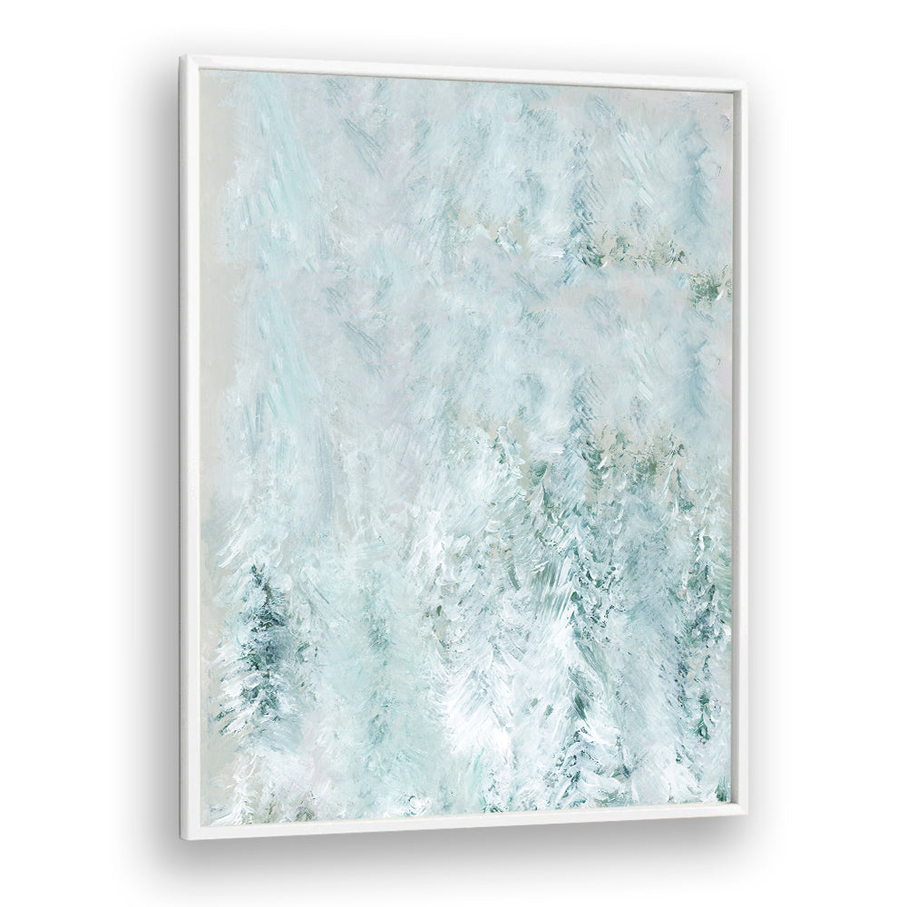 Serene winter landscape in soft tones, perfect for modern decor. Explore WINTER WHITE FOREST I, ABSTRACT PAINTINGS.