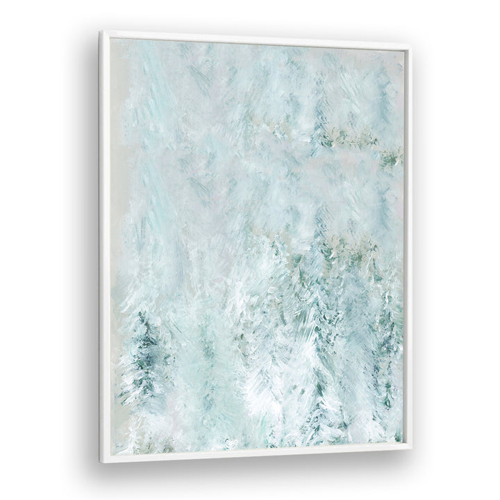Serene winter landscape in soft tones, perfect for modern decor. Explore WINTER WHITE FOREST I, ABSTRACT PAINTINGS.