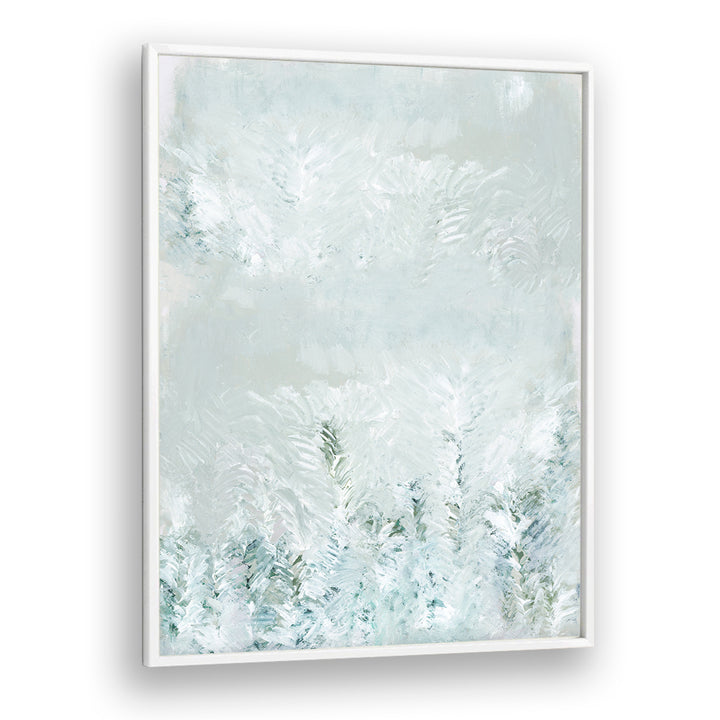 Serene WINTER WHITE FOREST II, ABSTRACT PAINTINGS evokes tranquility with its stunning, snow-covered woodland scene.