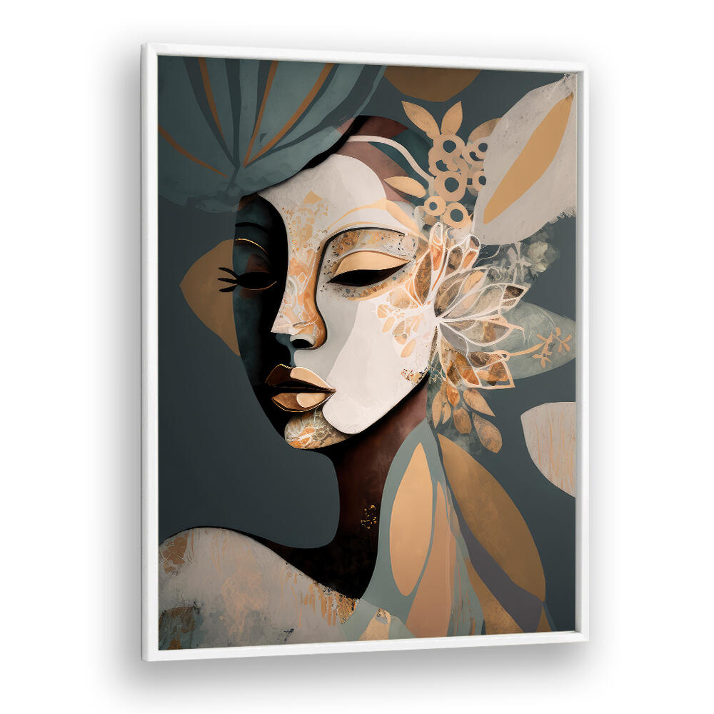 WOMAN FACE PORTRAIT WITH FLORAL ELEMENTS III , PORTRAITS & FIGURATIVE ILLUSTRATIONS