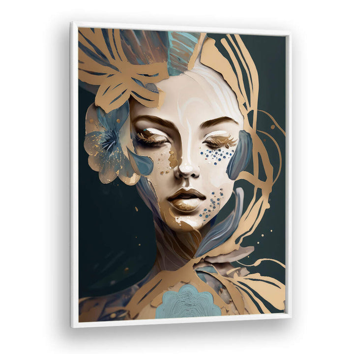 WOMAN FACE PORTRAIT WITH FLORAL ELEMENTS II , PORTRAITS & FIGURATIVE ILLUSTRATIONS
