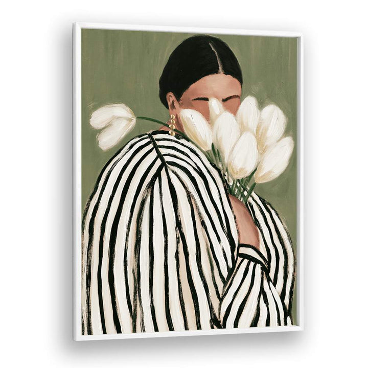 STRIPED WOMAN WITH TULIPS