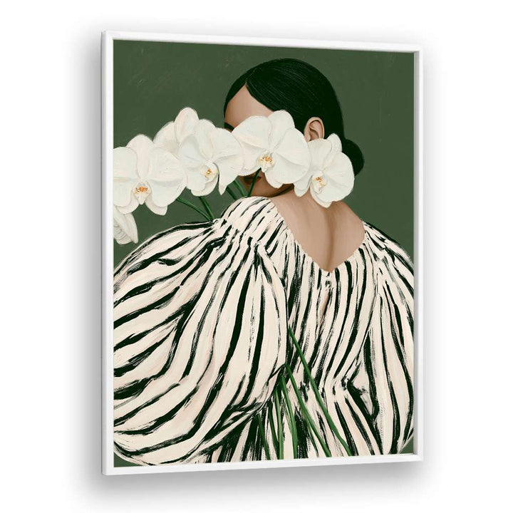 WOMAN WITH WHITE ORCHIDS