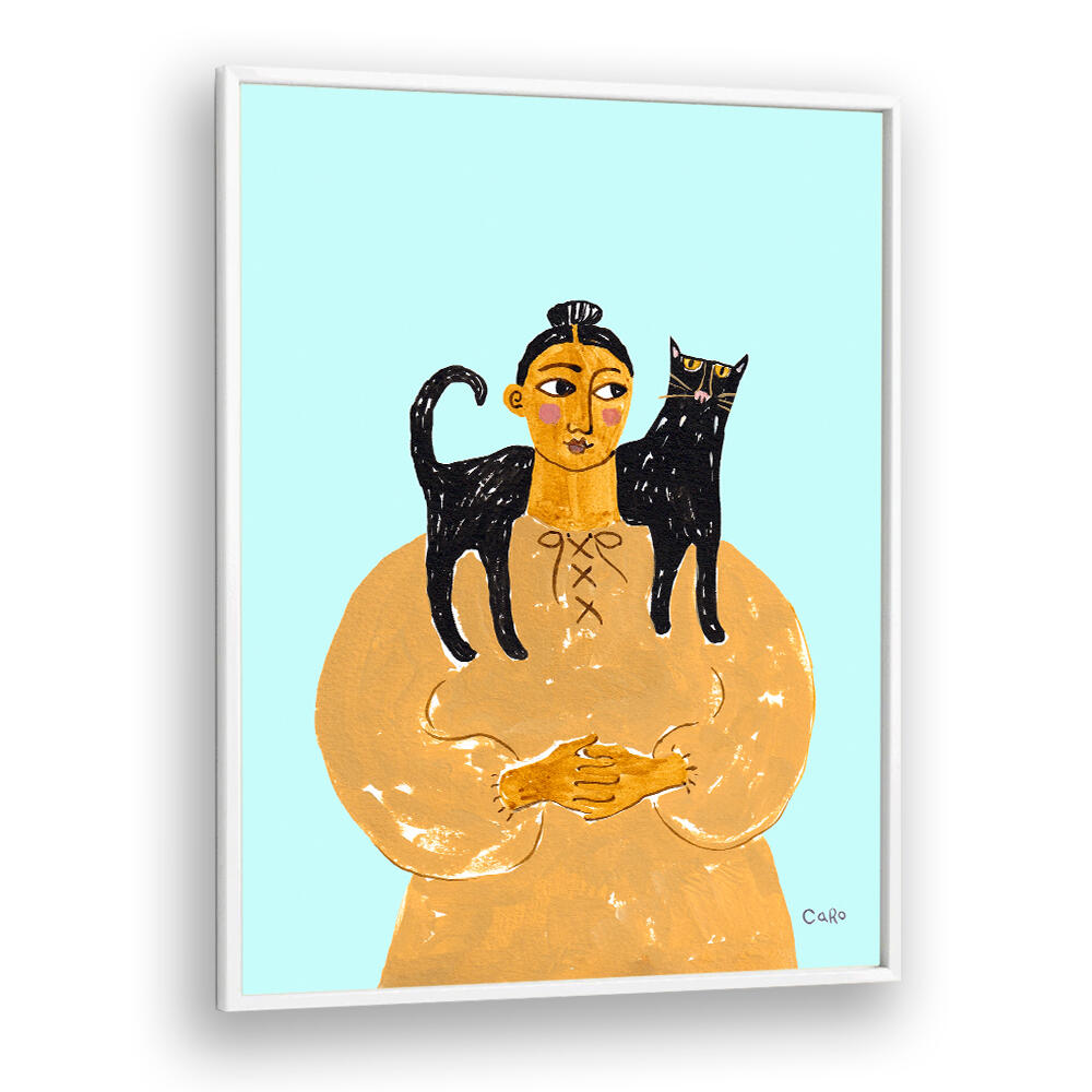 WOMAN WITH CAT , PORTRAITS & FIGURATIVE ILLUSTRATIONS