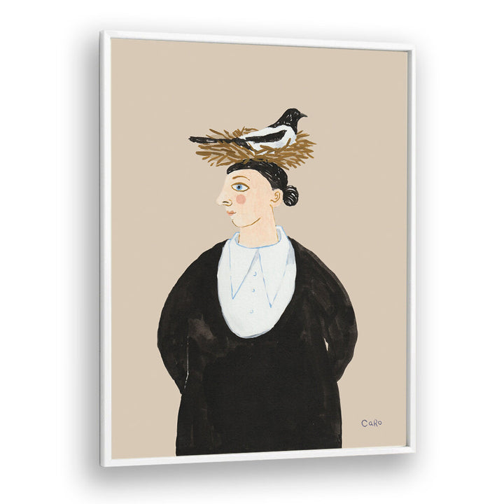WOMAN WITH MAGPIE , PORTRAITS & FIGURATIVE ILLUSTRATIONS