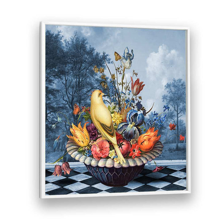 YELLOW BIRD FLORAL STILL LIFE