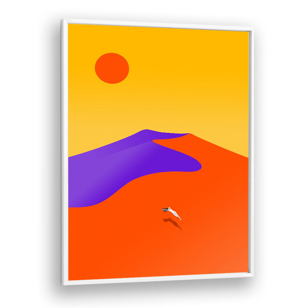 Vibrant FLOATING, LANDSCAPE PAINTINGS featuring colorful hills and a sun, perfect for modern decor.