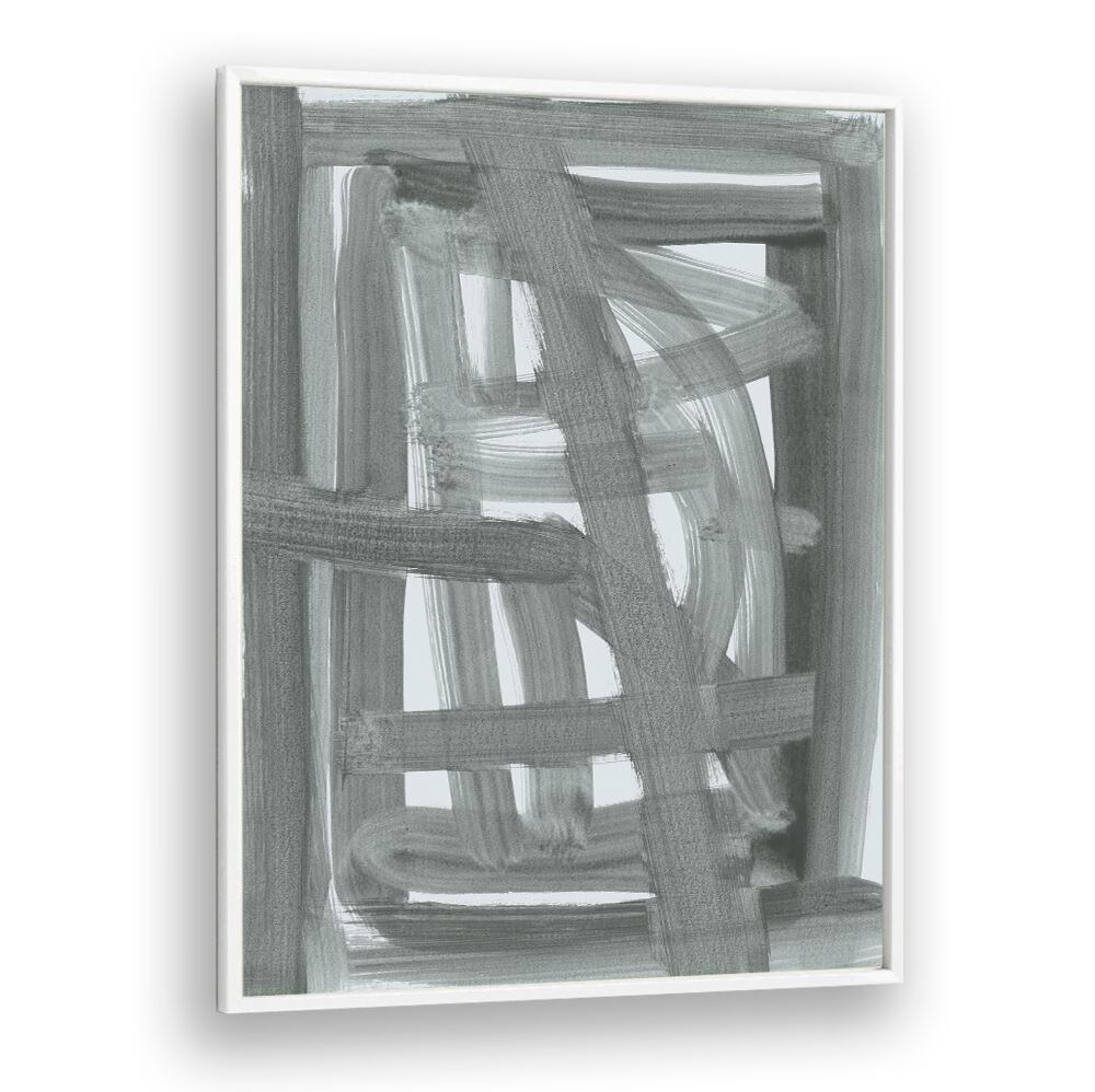 Elevate your decor with CONSTRUCT, ABSTRACT PAINTINGS featuring striking gray acrylic strokes for a modern touch.