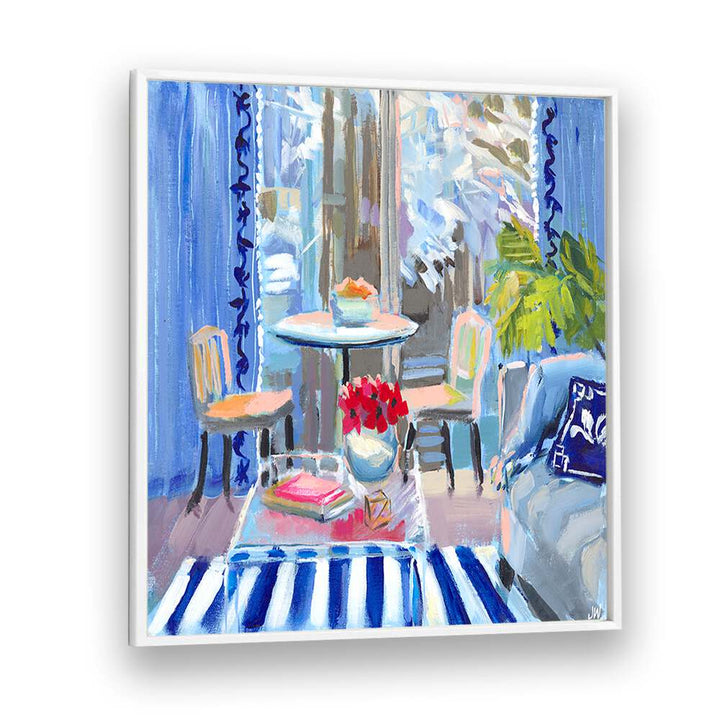 Bright and inviting, the MOODY BLUES, BAR & CAFE ART captures the essence of cozy cafés and trendy bars.