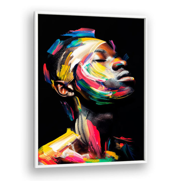 Colorful abstract artwork showcasing the FACELESS X, blending style and functionality in modern decor.
