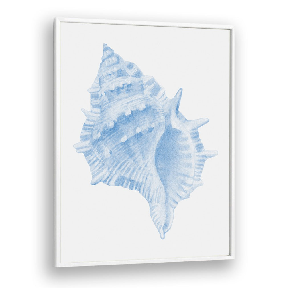 One Blue Conch, beach paintings showcasing a delicate blue conch shell, perfect for coastal home decor.