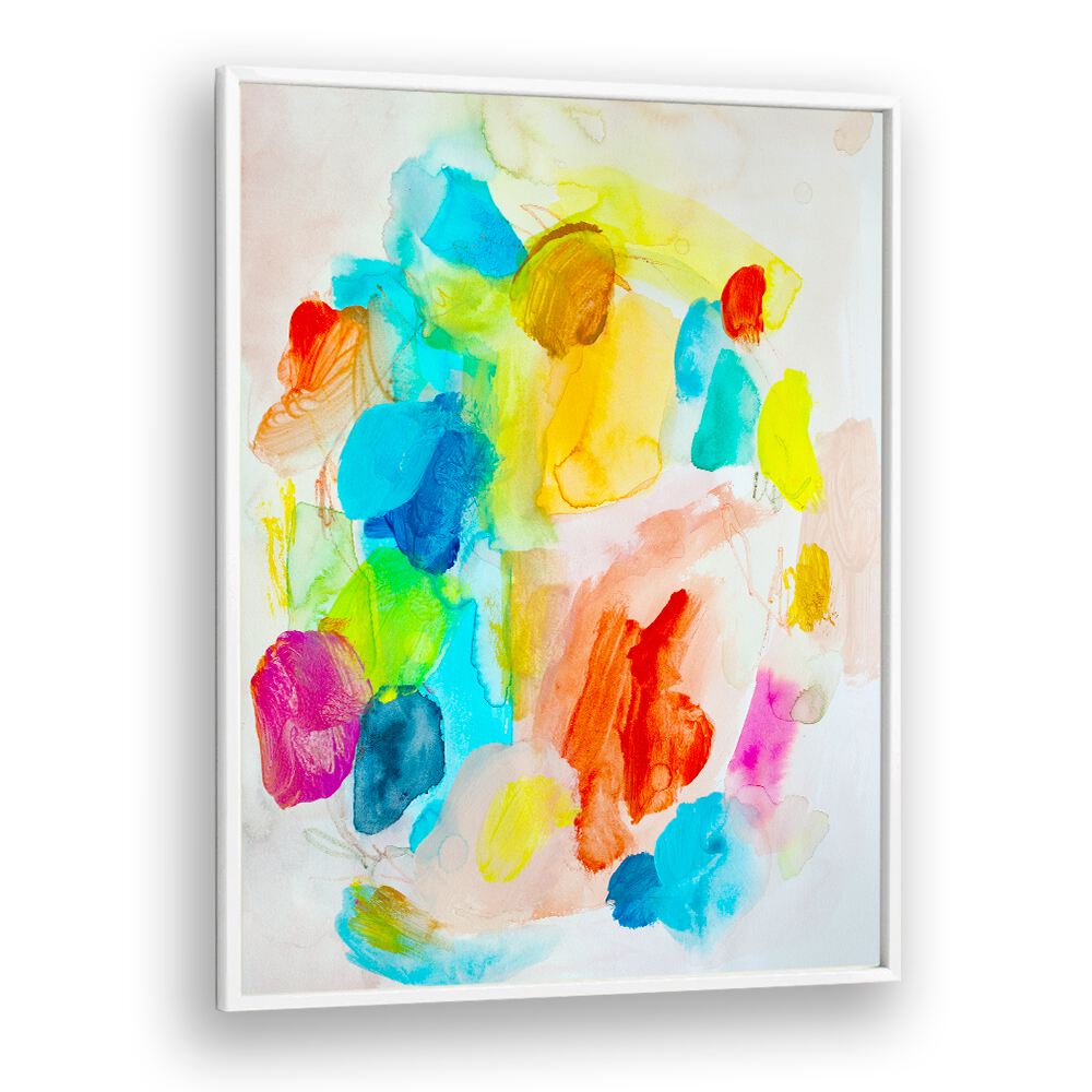 Vibrant abstract painting showcasing a blend of vivid colors, enhancing any space with artistic flair.
