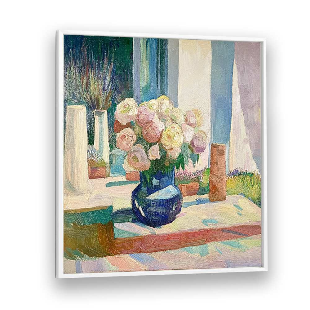 Stunning ROSES IN A BLUE VASE create an elegant centerpiece, perfect for enhancing your home decor.