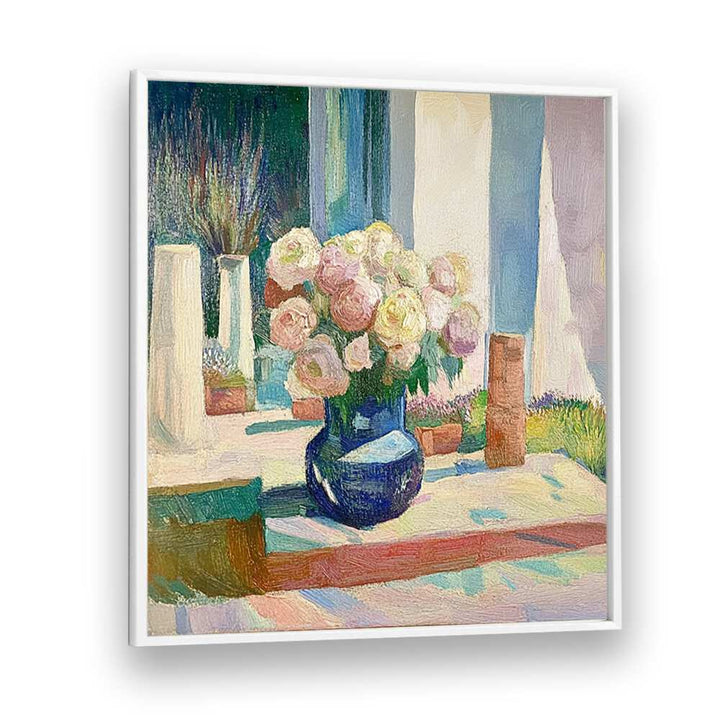 Stunning ROSES IN A BLUE VASE create an elegant centerpiece, perfect for enhancing your home decor.