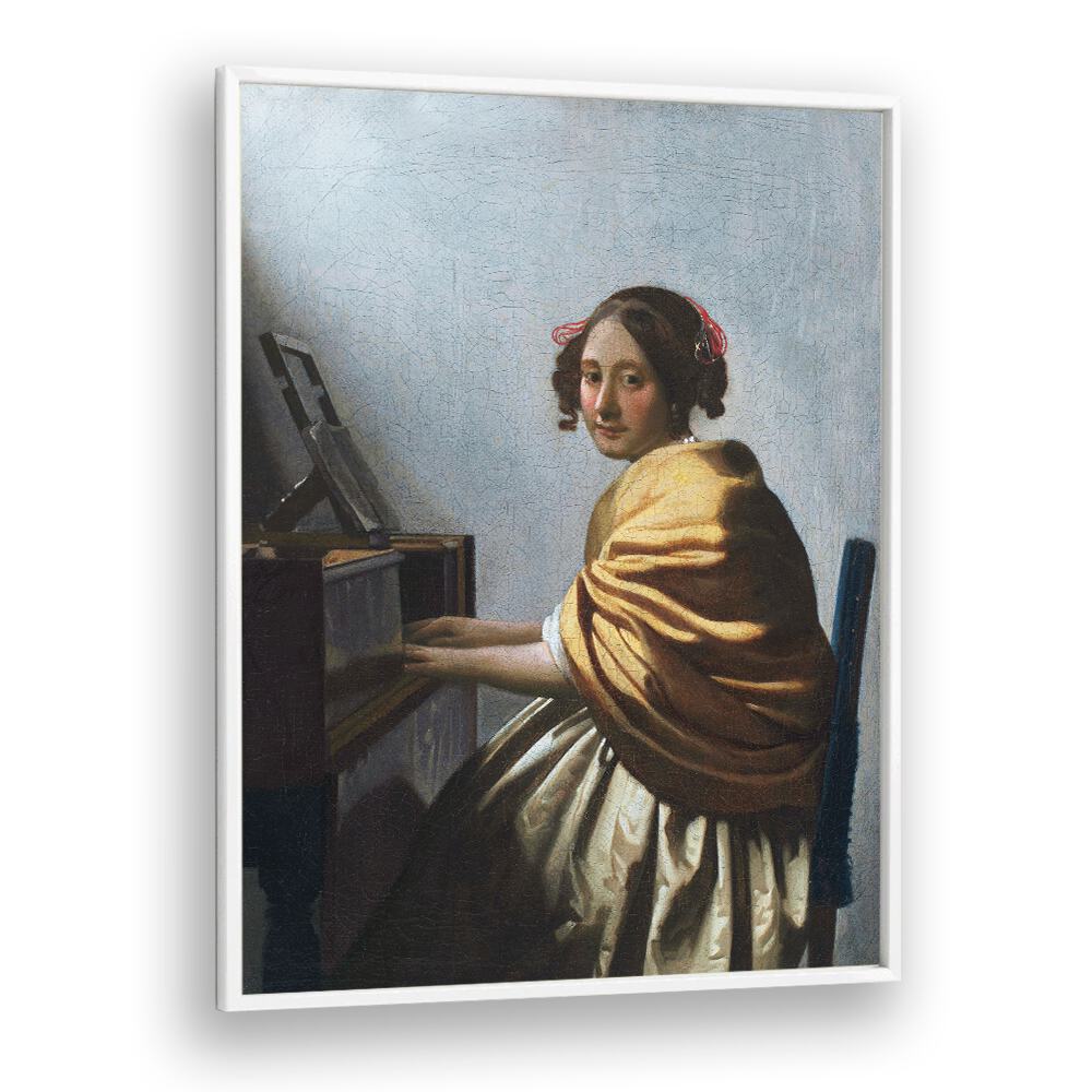 A YOUNG WOMAN SEATED AT THE VIRGINALS (CA. 1670–1672)   BY JOHANNES VERMEER, VINTAGE PAINTINGS