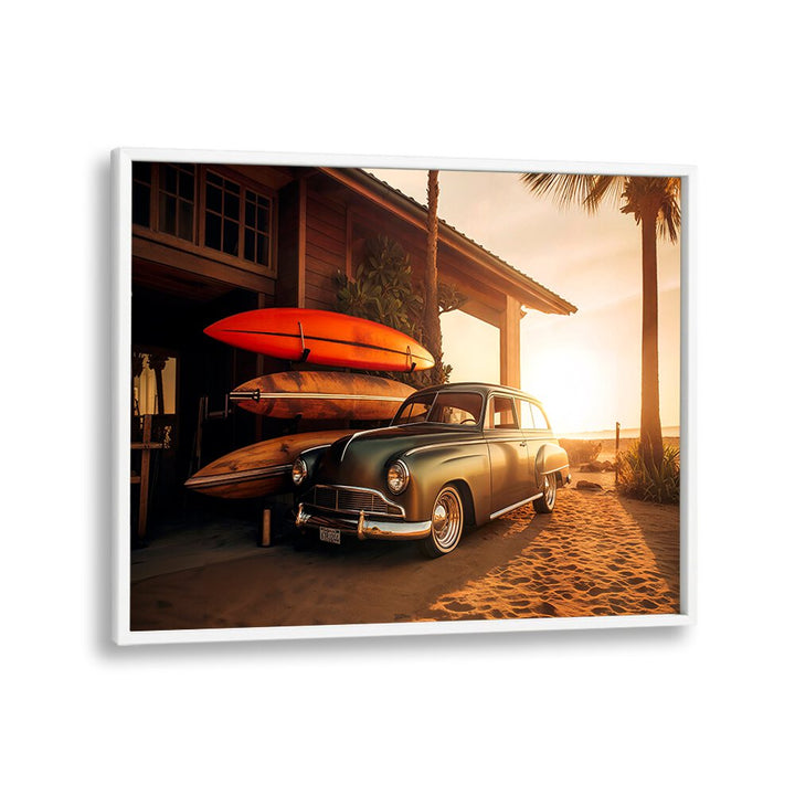 VINTAGE CAR SUNSET BEACH , CAR POSTERS
