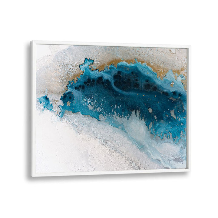 Vibrant COASTAL ROYAL GLOW, ABSTRACT PAINTINGS featuring blues and golds, perfect for any stylish home decor.