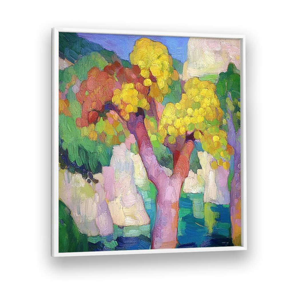 Vibrant COLOURFUL TREES OF MALLORCA artwork, perfect for enhancing your home decor with Mallorca's charm.