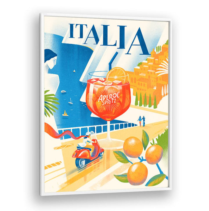 Vibrant ITALIA, BAR art featuring Aperol Spritz, capturing the essence of Italian café culture and style.