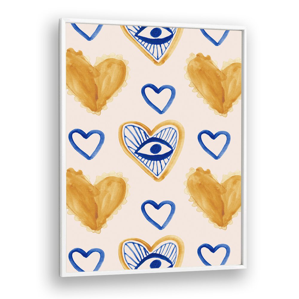 Colorful hearts and eyes design reflecting the essence of BEACH HOUSE WATER COLORS, BEACH PAINTINGS for vibrant decor.