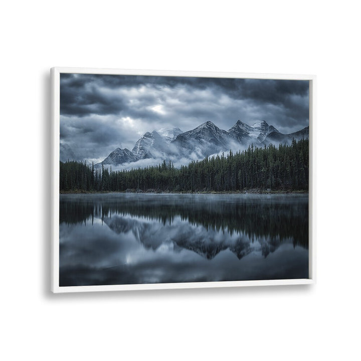 Majestic cold mountains reflecting on serene waters, perfect for COLD MOUNTAINS, PHOTOGRAPHY PRINTS enthusiasts.