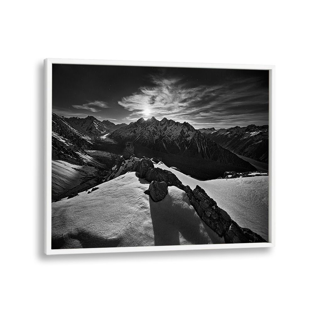 Stunning moonlight over Tasman Glacier captured in exquisite photography prints for nature lovers.