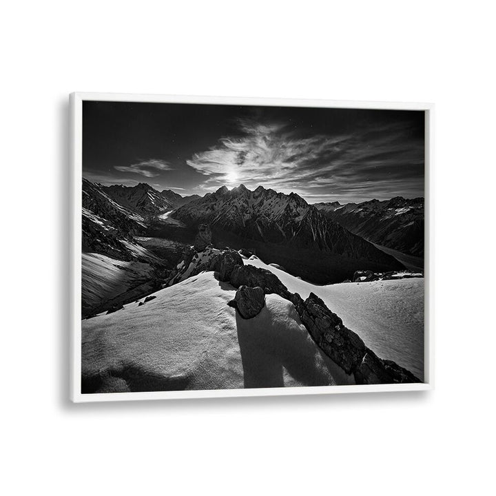 Stunning moonlight over Tasman Glacier captured in exquisite photography prints for nature lovers.