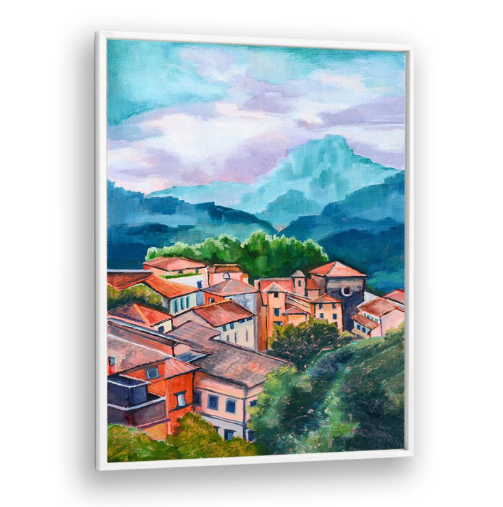 VILLAGE IN THE MOUNTAINS , LANDSCAPE PAINTINGS