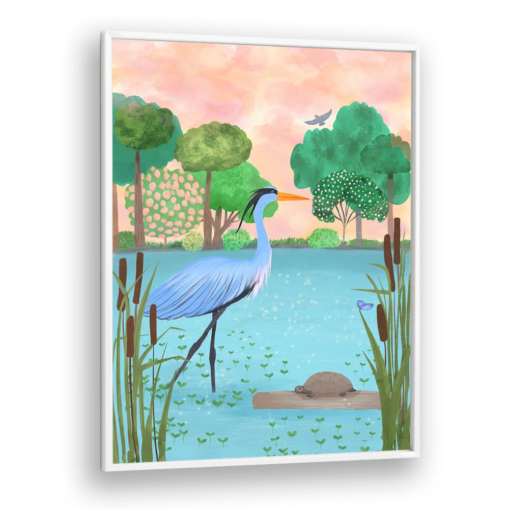 SERENE HERON HAVEN , WILDLIFE PAINTINGS , WILDLIFE POSTERS