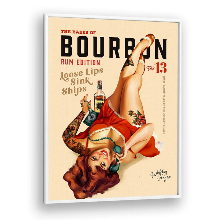 BABES OF BOURBON RUM DRINKING PINUP GIRL ART , BAR POSTERS , BAR ART PRINTS