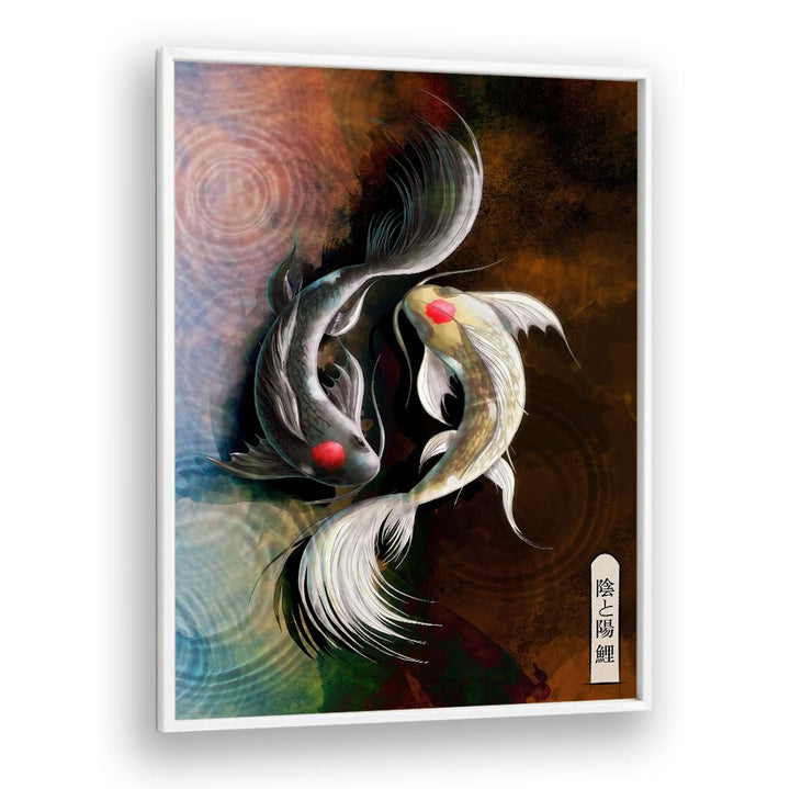 Elegant DARK KOI, JAPANESE PAINTINGS featuring stunning koi fish design, perfect for enhancing your decor.