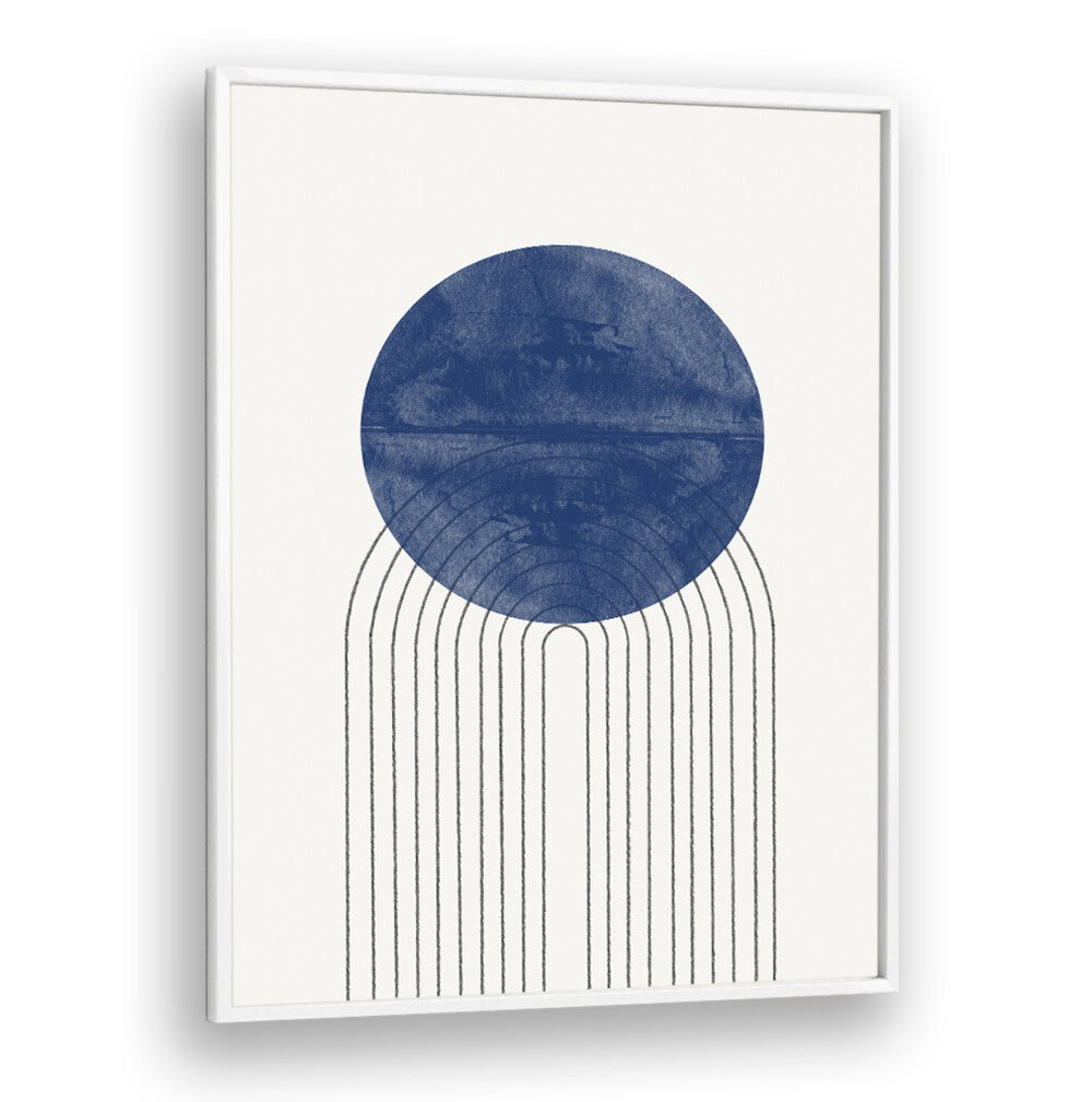 Stunning BLUE MOON NO II. , ABSTRACT PAINTINGS featuring a bold blue circle and elegant lines, perfect for elevating any space.