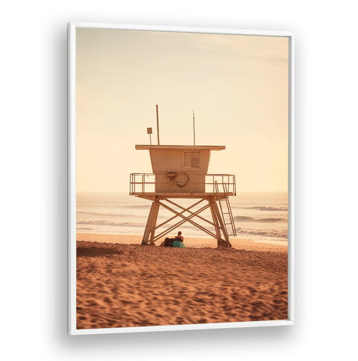 Relaxing scene of lifeguard tower on the beach, perfect for OCEANFRONT, BEACH PAINTINGS collection by Philippe Hugonnard.