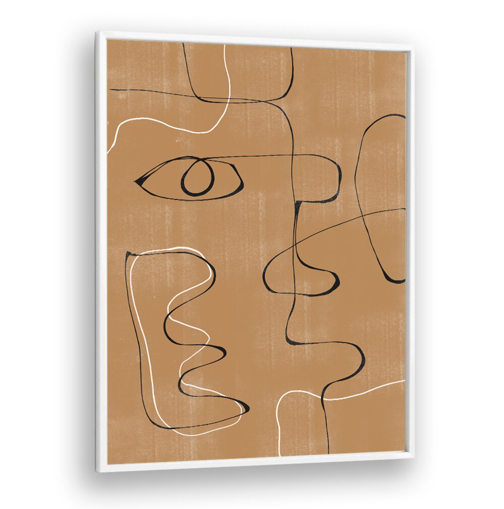 Stylish ABSTRACT FACE NO3, LINE ART PAINTINGS showcasing elegant line work on a warm-toned background. Perfect for modern decor.