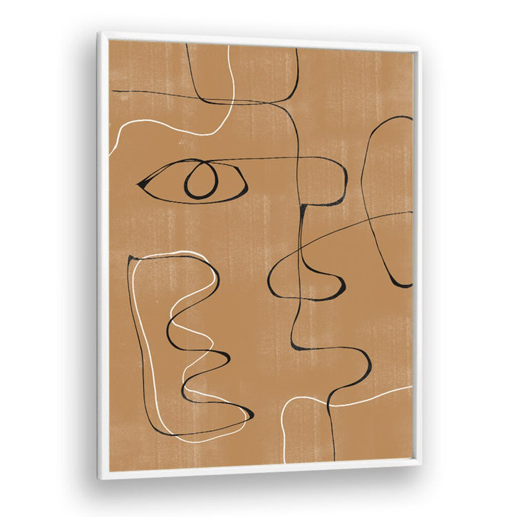 Stylish ABSTRACT FACE NO3, LINE ART PAINTINGS showcasing elegant line work on a warm-toned background. Perfect for modern decor.