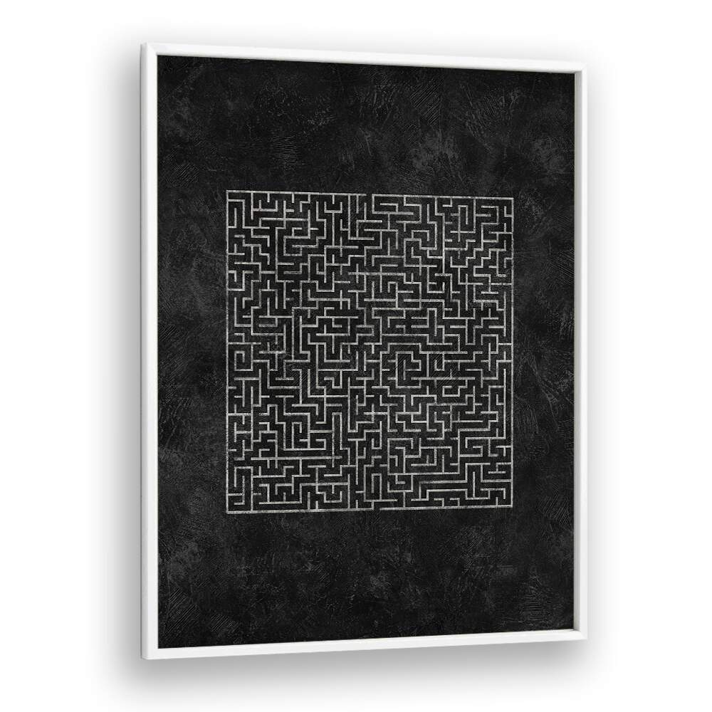 Bold geometric art prints like THE SQUARED MAZE JOURNEY enhance your space with modern abstract elegance.