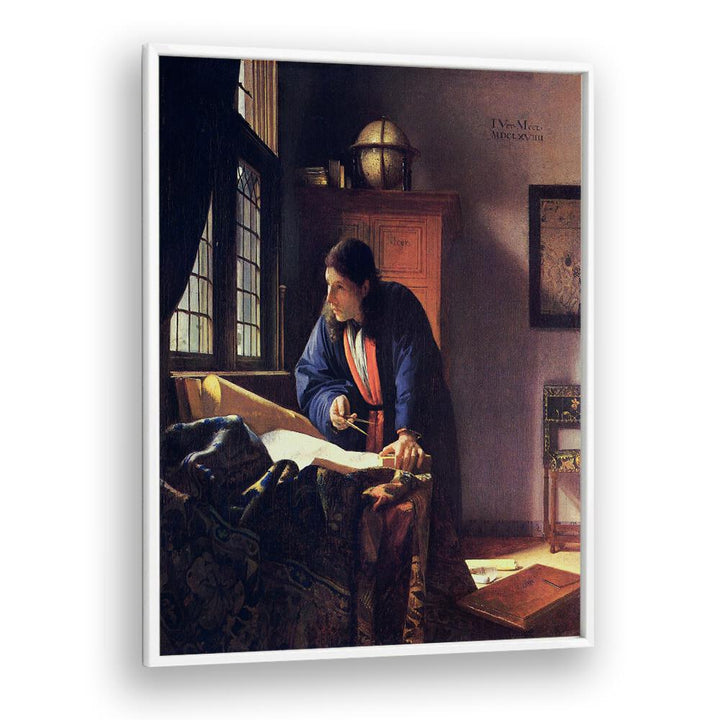 THE GEOGRAPHER (1669) FAMOUS PAINTING BY JOHANNES VERMEER, VINTAGE PAINTINGS