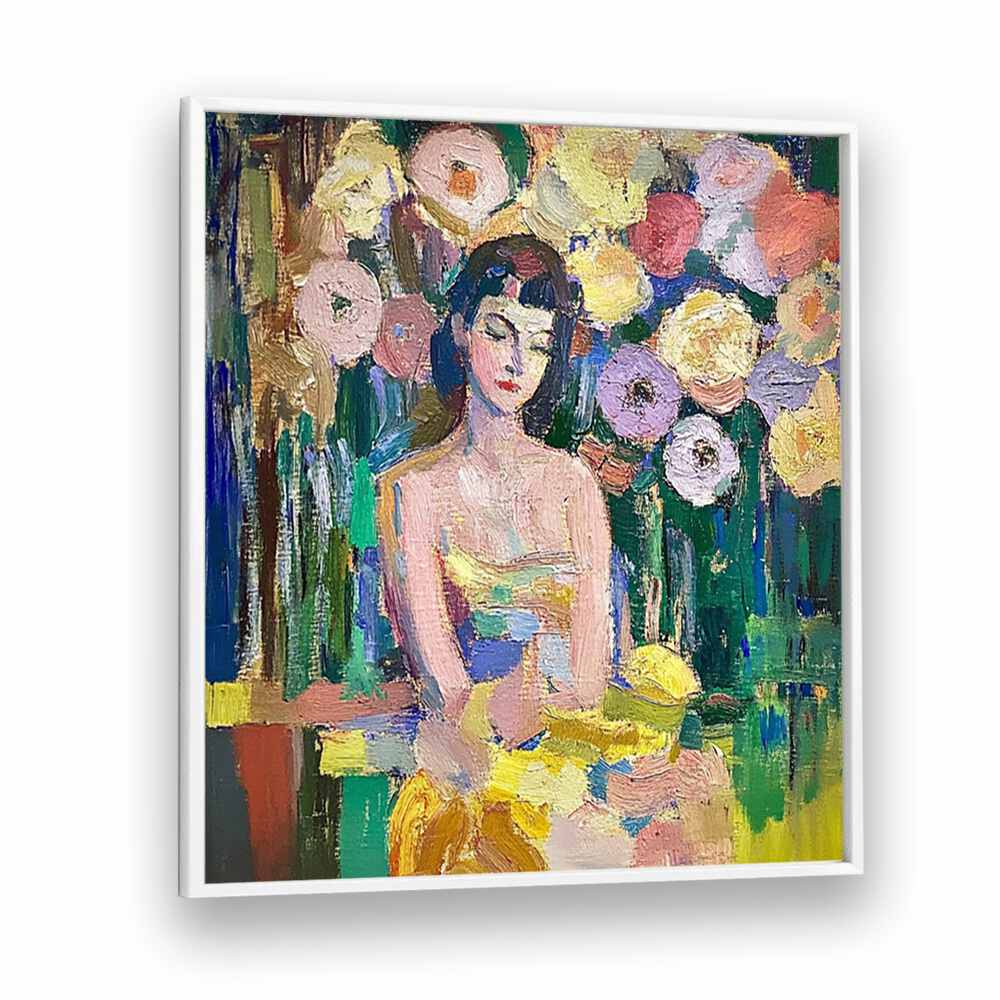 Stunning WOMAN WITH FLOWERS artwork, capturing femininity and beauty, perfect for elegant decor.