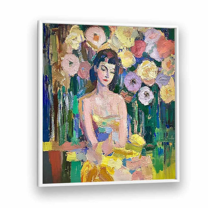 Stunning WOMAN WITH FLOWERS artwork, capturing femininity and beauty, perfect for elegant decor.