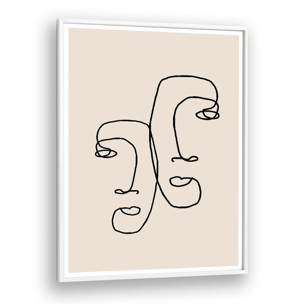 Minimalist line art featuring human faces, perfect for enhancing your space with "I LOOK OVER AT YOU, LINE ART PAINTINGS."
