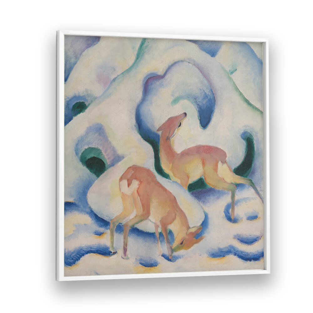 DEER IN THE SNOW II, VINTAGE PAINTINGS