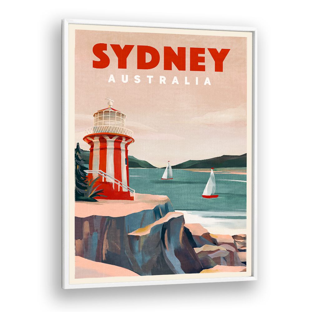 SYDNEY AUSTRALIA LIGHTHOUSE NAUTICAL TRAVEL ART BY THE WHISKEY GINGER ,TRAVEL POSTERS