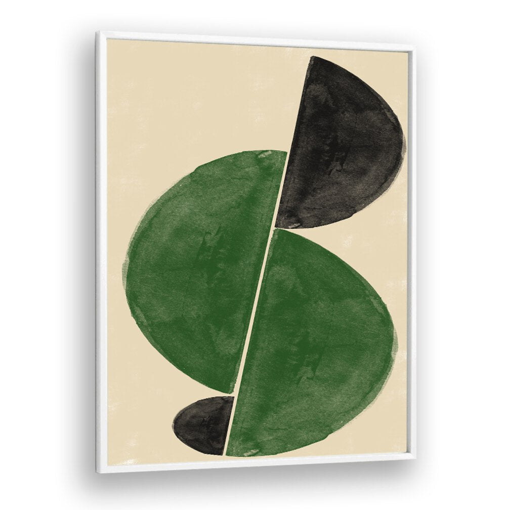 Abstract painting "INTERACTION BALANCE NO.4" features harmonious shapes and colors for a modern aesthetic.